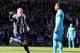 West Brom's Matej Vydra, left, celebrates after scoring against Tottenham during the English Premier League soccer match between West Bromwich Albion and Tottenham Hotspur at The Hawthorns Stadium in West Bromwich, England, Saturday, April 12, 2014. (AP Photo/Rui Vieira)