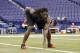 Feb 24, 2014; Indianapolis, IN,South Carolina Gamecock Jadevon Clowney runs the shuttle during the 2014 NFL Combine at Lucas Oil Stadium. Mandatory Credit: Brian Spurlock-USA TODAY Sports