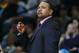 Golden State Warriors head coach Mark Jackson looks on against the Denver Nuggets in the first quarter of an NBA basketball game in Denver on Monday, Dec. 23, 2013. (AP Photo/David Zalubowski)