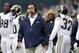 St. Louis Rams head coach Jeff Fisher, center, stands on the sideline in the second half of an NFL football game against the Seattle Seahawks, Sunday, Dec. 29, 2013, in Seattle. (AP Photo/John Froschauer)