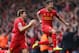 LIVERPOOL, ENGLAND - APRIL 13: Philippe Coutinho of Liverpool celebrates scoring his team's third goal during the Barclays Premier League match between Liverpool and Manchester City at Anfield on April 13, 2014 in Liverpool, England. (Photo by Alex Livesey/Getty Images)