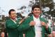 AUGUSTA, GA - APRIL 13: Adam Scott of Australia presents Bubba Watson of the United States with the green jacket after Watson won the 2014 Masters Tournament by a three-stroke margin at Augusta National Golf Club on April 13, 2014 in Augusta, Georgia. (Photo by Andrew Redington/Getty Images)
