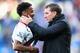 CARDIFF, WALES - MARCH 22: Brendan Rodgers (R) the manager of Liverpool chats with Raheem Sterling after his side's 6-3 victory during the Barclays Premier League match between Cardiff City and Liverpool at the Cardiff City Stadium on March 22, 2014 in Cardiff, Wales. (Photo by Michael Steele/Getty Images)