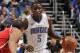 ORLANDO, FL - APRIL 11: Victor Oladipo #5 of the Orlando Magic dribbles up the court against the Washington Wizards during the game on April 11, 2014 at Amway Center in Orlando, Florida. NOTE TO USER: User expressly acknowledges and agrees that, by downloading and or using this photograph, User is consenting to the terms and conditions of the Getty Images License Agreement. Mandatory Copyright Notice: Copyright 2014 NBAE (Photo by Fernando Medina/NBAE via Getty Images)