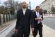 CORRECTS THE SPELLING OF FIRST NAME TO KAIN, NOT CAIN - Former Northwestern University football quarterback Kain Colter, right, and Ramogi Huma, founder and president of the National College Players Association arrive on Capitol Hill in Washington Wednesday, April, 2, 2014. Members of a group seeking to unionize college athletes are looking for allies on Capitol Hill as they brace for an appeal of a ruling that said full scholarship athletes at Northwestern University are employees who have the right to form a union. Former Northwestern quarterback Kain Colter _ the face of a movement to give college athletes the right to unionize _ and Ramogi Huma, the founder and president of the National College Players Association, scheduled meetings Wednesday with lawmakers. (AP Photo/Lauren Victoria Burke)
