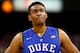 WINSTON-SALEM, NC - MARCH 05: Jabari Parker #1 of the Duke Blue Devils watches on during their game against the Wake Forest Demon Deacons at Joel Coliseum on March 5, 2014 in Winston-Salem, North Carolina. (Photo by Streeter Lecka/Getty Images)