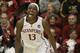 Stanford forward Chiney Ogwumike (13) celebrates after scoring against Penn State during the second half of a regional semifinal game at the NCAA college basketball tournament in Stanford, Calif., Sunday, March 30, 2014. Stanford won 82-57. (AP Photo/Jeff Chiu)