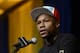 LAS VEGAS, NV - MARCH 8: Floyd Mayweather Jr. announces his upcoming Marcos 'El Chino' Maidana during a news conference at at the MGM Grand Hotel/Casino March 8, 2014, in Las Vegas, Nevada. (Photo by Kevork Djansezian/Getty Images)