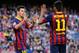 BARCELONA, SPAIN - APRIL 05: Neymar of FC Barcelona celebrates with his team-mate Lionel Messi (L) of FC Barcelona during the La Liga match between FC Barcelona and Real Betis Balompie at Camp Nou on April 5, 2014 in Barcelona, Spain. (Photo by David Ramos/Getty Images)