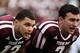 COLLEGE STATION, TX - NOVEMBER 09: Mike Evans #13 (L) and Johnny Manziel #2 of the Texas A&M Aggies wait on the field before the game against the Mississippi State Bulldogs at Kyle Field on November 9, 2013 in College Station, Texas. (Photo by Scott Halleran/Getty Images)