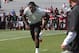 South Carolina defensive end Jadeveon Clowney competes in a drill for NFL representatives at South Carolina football pro day in Columbia, S.C., Wednesday, April 2, 2014. (AP Photo/Mary Ann Chastain)