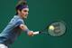 Roger Federer of Switzerland, returns the ball to Radek Stepanek of the Czech Republic during their match of the Monte Carlo Tennis Masters tournament in Monaco, Wednesday, April 16, 2014. (AP Photo/Michel Euler)