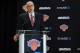 New York Knicks new team president Phil Jackson poses for photos during a news conference where he was introduced, at New York's Madison Square Garden, Tuesday, March 18, 2014. (AP Photo/Richard Drew)