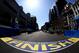 BOSTON, MA - APRIL 16: The finish line of the Boston Marathon, located on Boylston Street, is seen on April 16, 2014 in Boston, Massachusetts. (Photo by Alex Trautwig/Getty Images)