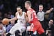 Brooklyn Nets guard Shaun Livingston (14) pushes towards the basket against Houston Rockets forward Chandler Parsons (25) during the second half of their NBA basketball game at the Barclays Center, Tuesday, April 1, 2014, in New York. The Nets defeated the Rockets, 105-96. (AP Photo/John Minchillo)