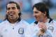CAPE TOWN, SOUTH AFRICA - JULY 03: Carlos Tevez and Lionel Messi of Argentina share a joke ahead of the 2010 FIFA World Cup South Africa Quarter Final match between Argentina and Germany at Green Point Stadium on July 3, 2010 in Cape Town, South Africa. (Photo by Chris McGrath/Getty Images)