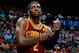ATLANTA, GA - APRIL 04: Kyrie Irving #2 of the Cleveland Cavaliers grabs his arm after falling out of bounds with the ball against the Atlanta Hawks at Philips Arena on April 4, 2014 in Atlanta, Georgia. NOTE TO USER: User expressly acknowledges and agrees that, by downloading and or using this photograph, User is consenting to the terms and conditions of the Getty Images License Agreement. (Photo by Kevin C. Cox/Getty Images)