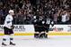 LOS ANGELES, CA - OCTOBER 30: The Los Angeles Kings celebrate after a goal against the San Jose Sharks at Staples Center on October 30, 2013 in Los Angeles, California. (Photo by Noah Graham/NHLI via Getty Images)