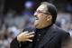 Orlando Magic head coach Stan Van Gundy in the first half of an NBA first-round playoff basketball game against the Indiana Pacers in Indianapolis, Monday, April 30, 2012. (AP Photo/Michael Conroy)