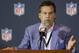 Jeff Fisher, head coach of the St. Louis Rams and member of the NFL competition committee speaks during a news conference at the NFL football annual meeting in Orlando, Fla., Monday, March 24, 2014. (AP Photo/John Raoux)