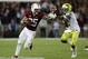 Stanford running back Tyler Gaffney in action against Oregon defensive back Brian Jackson during the second half of an NCAA college football game on Thursday, Nov. 7, 2013, in Stanford, Calif. Stanford won 26-20. (AP Photo/Marcio Jose Sanchez)