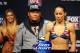 Apr 18, 2014; Orlando, FL, USA; Liz Carmouche steps on the scale during a weigh-in her female bantamweight fight against Miesha Tate for UFC on FOX 11at Amway Center. Mandatory Credit: David Manning-USA TODAY Sports