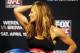 Miesha Tate, left, and Liz Carmouche fight in a mixed martial arts event on Saturday, April 19, 2014, at UFC Fight Night in Orlando Fla. Tate defeated Carmouche. (AP Photo/Reinhold Matay)