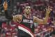 Apr 20, 2014; Houston, TX, USA; Portland Trail Blazers forward LaMarcus Aldridge (12) celebrates after scoring during the first quarter against the Houston Rockets in game one during the first round of the 2014 NBA Playoffs at Toyota Center. Mandatory Credit: Troy Taormina-USA TODAY Sports