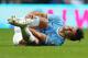 MANCHESTER, ENGLAND - APRIL 16: Sergio Aguero of Manchester City lies injured during the Barclays Premier League match between Manchester City and Sunderland at Etihad Stadium on April 16, 2014 in Manchester, England. (Photo by Alex Livesey/Getty Images)