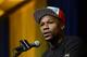 LAS VEGAS, NV - MARCH 8: Floyd Mayweather Jr. announces his upcoming Marcos 'El Chino' Maidana during a news conference at at the MGM Grand Hotel/Casino March 8, 2014, in Las Vegas, Nevada. (Photo by Kevork Djansezian/Getty Images)