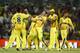 Chennai Super Kings' bowler Ben Hilfenhaus, third right, celebrates with teammates the dismissal of Kolkata Knight Riders batsman Jacques Kallis, not seen, during their Indian Premier League (IPL) final cricket match in Chennai, India, Sunday, May 27, 2012. (AP Photo/Aijaz Rahi)