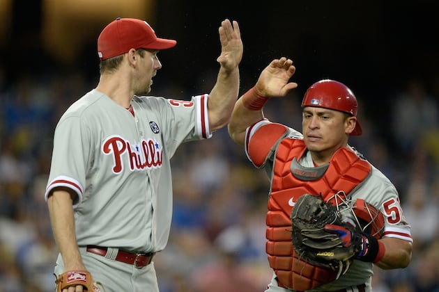 Phillies' Lee Blanks Dodgers in 7-0 Win