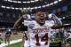 Oklahoma defensive back Aaron Colvin (14) celebrates after a touchdown in the final minute in the second half of the NCAA college football Sugar Bowl against Alabama in New Orleans, Thursday, Jan. 2, 2014. (AP Photo/Rusty Costanza)