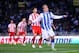 SAN SEBASTIAN, SPAIN - OCTOBER 27: Antoine Griezmann of Real Sociedad de Futbol celebrates after scoring his team's second goal during the La Liga match between Real Sociedad de Futbol and UD Almeria at Estadio Anoeta on October 27, 2013 in San Sebastian, Spain. (Photo by David Ramos/Getty Images)