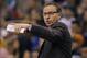 Oklahoma City Thunder head coach Scott Brooks calls a play during the first half of an NBA basketball game against the Phoenix Suns on Sunday, April 6, 2014, in Phoenix. The Suns won 122-115. (AP Photo/Matt York)