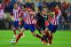 MADRID, SPAIN - APRIL 22: Fernando Torres of Chelsea is closed down by and Diego Godin and Gabi of Club Atletico de Madrid during the UEFA Champions League Semi Final first leg match between Club Atletico de Madrid and Chelsea at Vicente Calderon Stadium on April 22, 2014 in Madrid, Spain. (Photo by Gonzalo Arroyo Moreno/Getty Images)