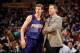 DENVER, CO - February 18: Jeff Hornacek of the Phoenix Suns talks with Goran Dragic #1 during the game against the Denver Nuggets on February 18, 2014 at the Pepsi Center in Denver, Colorado. NOTE TO USER: User expressly acknowledges and agrees that, by downloading and/or using this Photograph, user is consenting to the terms and conditions of the Getty Images License Agreement. Mandatory Copyright Notice: Copyright 2014 NBAE (Photo by Bart Young/NBAE via Getty Images)