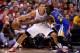 LOS ANGELES, CA - APRIL 21: Blake Griffin #32 of the Los Angeles Clippers controls the ball against Draymond Green #23 of the Golden State Warriors in Game Two of the Western Conference Quarterfinals during the 2014 NBA Playoffs at Staples Center on April 21, 2014 in Los Angeles, California. The Clippers won 138-98. NOTE TO USER: User expressly acknowledges and agrees that, by downloading and or using this photograph, User is consenting to the terms and conditions of the Getty Images License Agreement. (Photo by Stephen Dunn/Getty Images)