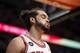 Chicago Bulls center Joakim Noah exhales during the closing second of the overtime period of Game 2 in an opening-round NBA basketball playoff series against the Washington Wizards Tuesday, April 22, 2014, in Chicago. The Wizards won 101-99. (AP Photo/Charles Rex Arbogast)