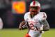 Nov 2, 2013; San Diego, CA, USA; New Mexico Lobos running back Crusoe Gongbay (2) runs for a touchdown during the third quarter against the San Diego State Aztecs at Qualcomm Stadium.The Aztecs won 35-30. Mandatory Credit: Christopher Hanewinckel-USA TODAY Sports