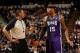 SACRAMENTO, CA - FEBRUARY 19: DeMarcus Cousins #15 of the Sacramento Kings talks to referee Bennie Adams during their game against the San Antonio Spurs at Sleep Train Arena on February 19, 2013 in Sacramento, California. NOTE TO USER: User expressly acknowledges and agrees that, by downloading and or using this photograph, User is consenting to the terms and conditions of the Getty Images License Agreement. (Photo by Ezra Shaw/Getty Images)