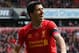 LIVERPOOL, ENGLAND - APRIL 13: Luis Suarez of Liverpool reacts during the Barclays Premier League match between Liverpool and Manchester City at Anfield on April 13, 2014 in Liverpool, England. (Photo by Alex Livesey/Getty Images)