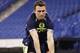 INDIANAPOLIS, IN - FEBRUARY 23: Former Texas A&M quarterback Johnny Manziel takes part in the broad jump during the 2014 NFL Combine at Lucas Oil Stadium on February 23, 2014 in Indianapolis, Indiana. (Photo by Joe Robbins/Getty Images)