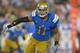 Aug 31, 2013; Pasadena, CA, USA; UCLA Bruins linebacker Anthony Barr (11) during the game against the Nevada Wolf Pack at the Rose Bowl. UCLA defeated Nevada 58-20. Mandatory Credit: Kirby Lee-USA TODAY Sports