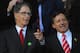 LIVERPOOL, ENGLAND - OCTOBER 17: New Liverpool co-owners John W Henry (L) and NESV Chairman Tom Werner look on during the Barclays Premier League match between Everton and Liverpool at Goodison Park on October 17, 2010 in Liverpool, England. (Photo by Michael Regan/Getty Images)