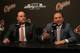 Anthony LeBlanc (L) took over operation of the Coyotes' franchise from Gary Bettman and the NHL.