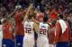 Apr 21, 2014; Los Angeles, CA, USA; The Los Angeles Clippers huddle before the third quarter against the Golden State Warriors in game two during the first round of the 2014 NBA Playoffs at Staples Center. Mandatory Credit: Richard Mackson-USA TODAY Sports