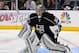Apr 22, 2014; Los Angeles, CA, USA; Los Angeles Kings goalie Jonathan Quick (32) during game three of the first round of the 2014 Stanley Cup Playoffs against the San Jose Sharks at Staples Center. Mandatory Credit: Kirby Lee-USA TODAY Sports