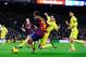 BARCELONA, SPAIN - DECEMBER 14: Neymar of FC Barcelona shoots towards goal under a challenge by Mario Gaspar of Villarreal CF during the La Liga match between FC Barcelona and Villarreal CF at Camp Nou on December 14, 2013 in Barcelona, Spain. (Photo by David Ramos/Getty Images)