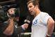 Jan 15, 2014; Duluth, GA, USA; Luke Rockhold is interviewed after his win against Costas Philippou (not pictured) at Gwinnett Center. Rockhold wins. Mandatory Credit: Joshua S. Kelly-USA TODAY Sports